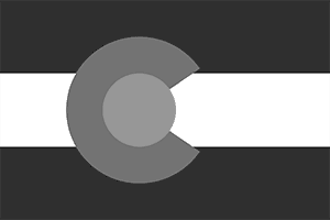 Colorado state flag graphic. The flag is in grayscale indicating Colorado is the inactive featured property category.