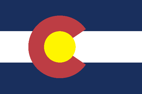 Colorado state flag graphic that fades into view as the user scrolls down the screen.