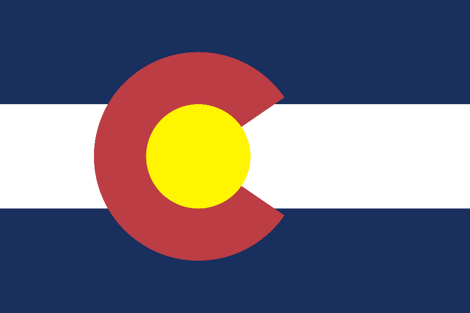 Colorado state flag graphic that fades into view as the user scrolls down the screen.